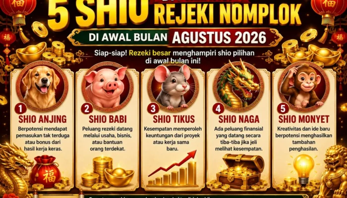 5 SHIO DI PREDIKSI REJEKI NOMPLOK DI AWAL BULAN AGUSTUS 2026