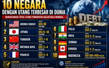 10 Negara dengan Utang Pemerintah Terbesar di Dunia