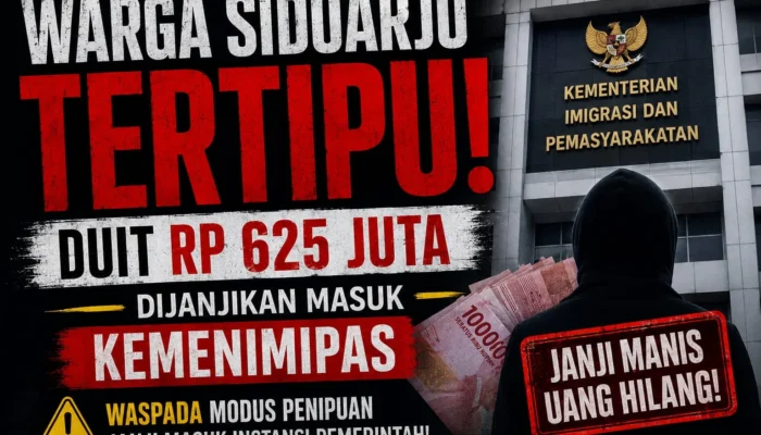 WARGA SIDOARJO LAPORKAN DUGAAN PENIPUAN, UANG RP625 JUTA DIKLAIM UNTUK JANJI MASUK KEMENIMIPAS