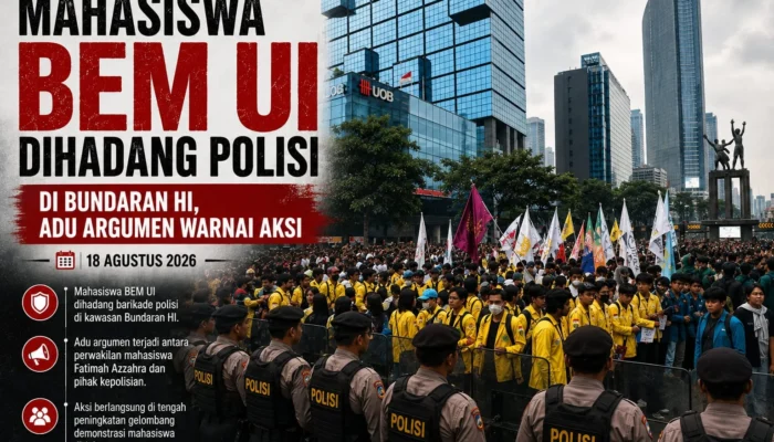 Mahasiswa BEM UI Dihadang Polisi di Bundaran HI, Adu Argumen Warnai Aksi 18 Agustus 2026