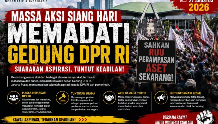 Massa Aksi Siang Hari Memadati Gedung DPR RI