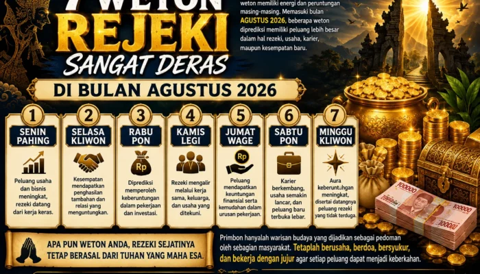 WETON REJEKI SANGAT DERAS DI BULAN AGUSTUS 2026