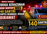 Diduga Keracunan Usai Santap MBG, 140 Santri Ponpes Mambaul Hikam Dirawat